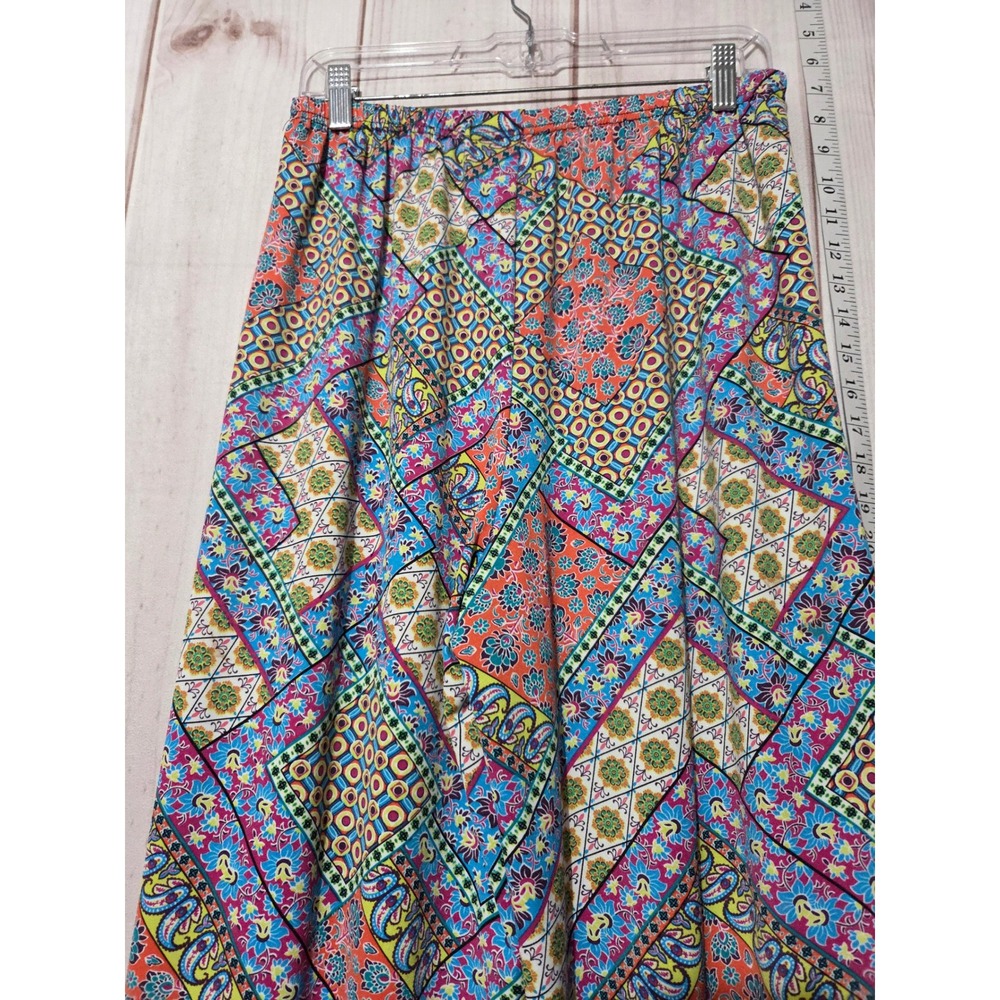 Boho Chic Patchwork Wide Leg Palazzo Pants‎ Ladies Medium Colorful Bohemian - Picture 3 of 6